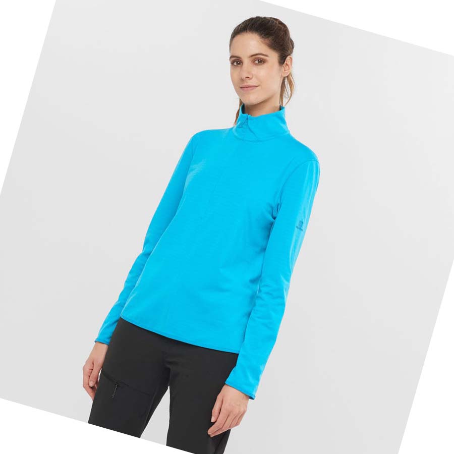 Salomon ESSENTIAL LIGHTWARM Kadın Kapüşonlu Sweatshirt Mavi | TR 2525QMA